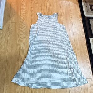 Old Navy Gray and White Striped Midi Dress
